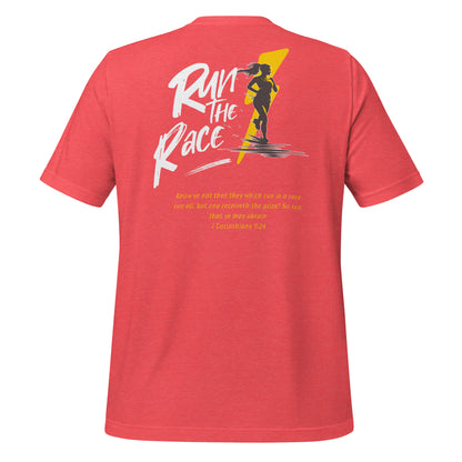 Run the Race - Women (Back)  Christian Bible Verse T-Shirt