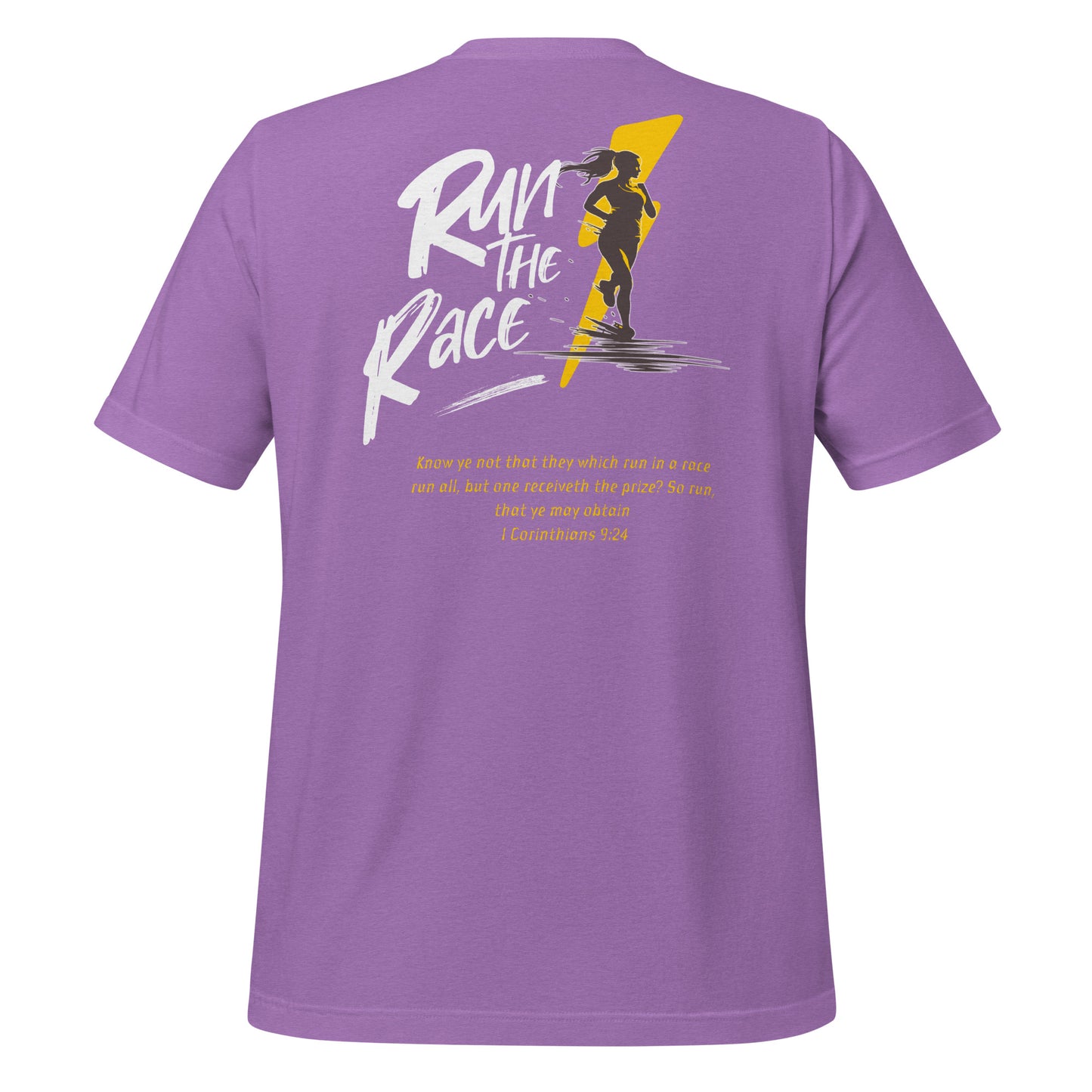 Run the Race - Women (Back)  Christian Bible Verse T-Shirt
