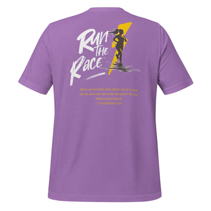 Run the Race - Women (Back)  Christian Bible Verse T-Shirt