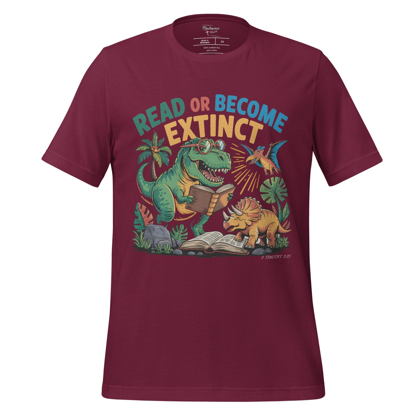 Read or Become Extinct Dinosaur  Christian Bible Verse T-Shirt