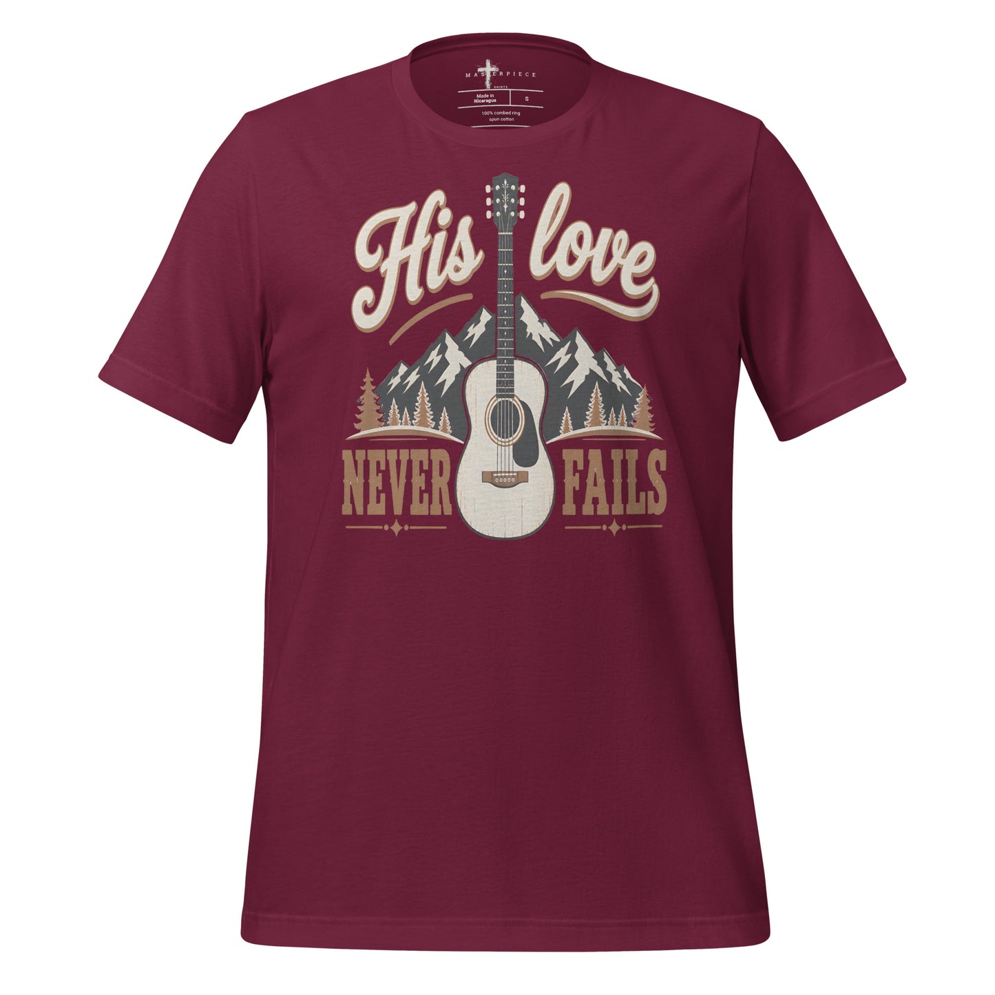His Love Never Fails Guitar - Maroon - MasterPiece Shirts
