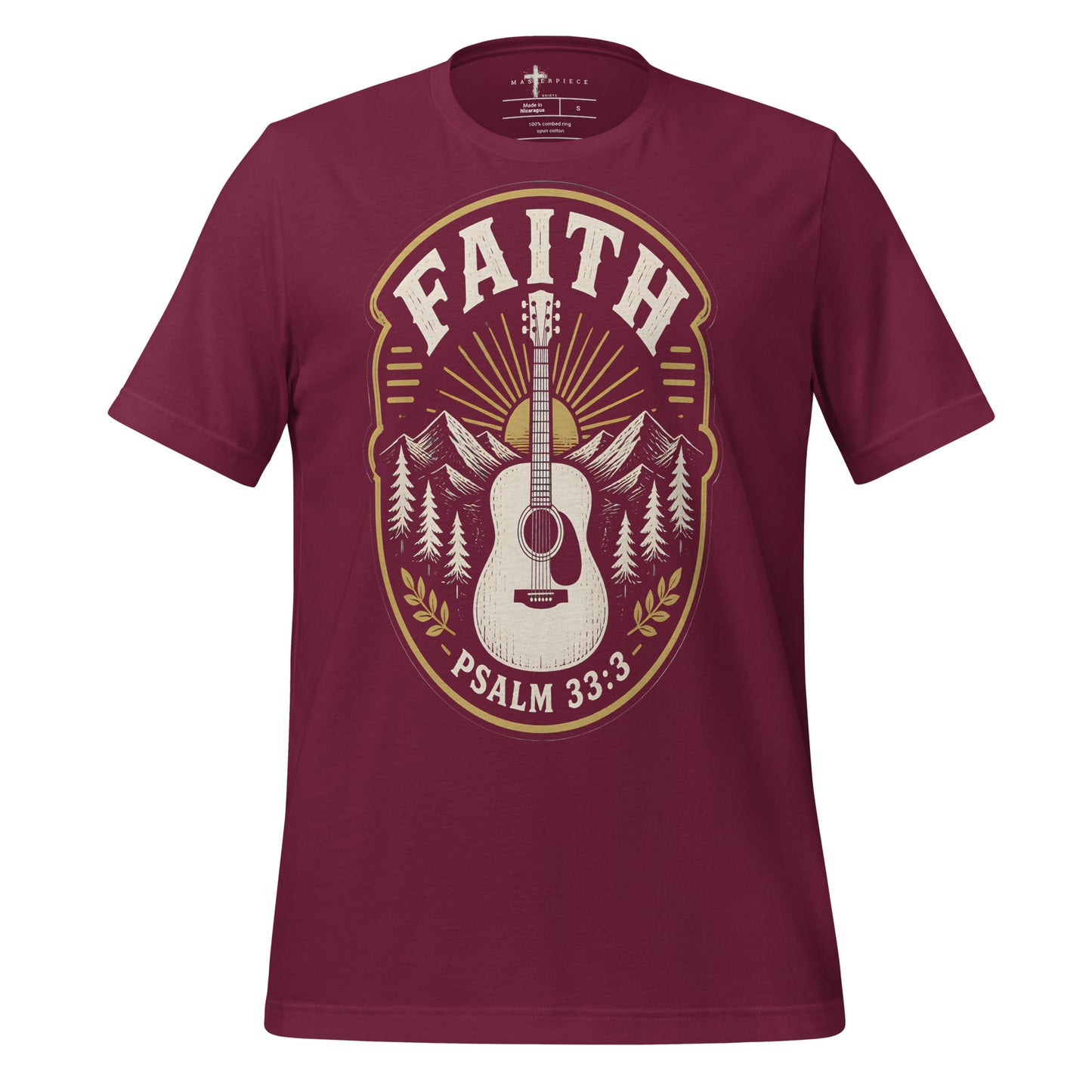 Faith Guitar Psalm 33:3 - Maroon - MasterPiece Shirts