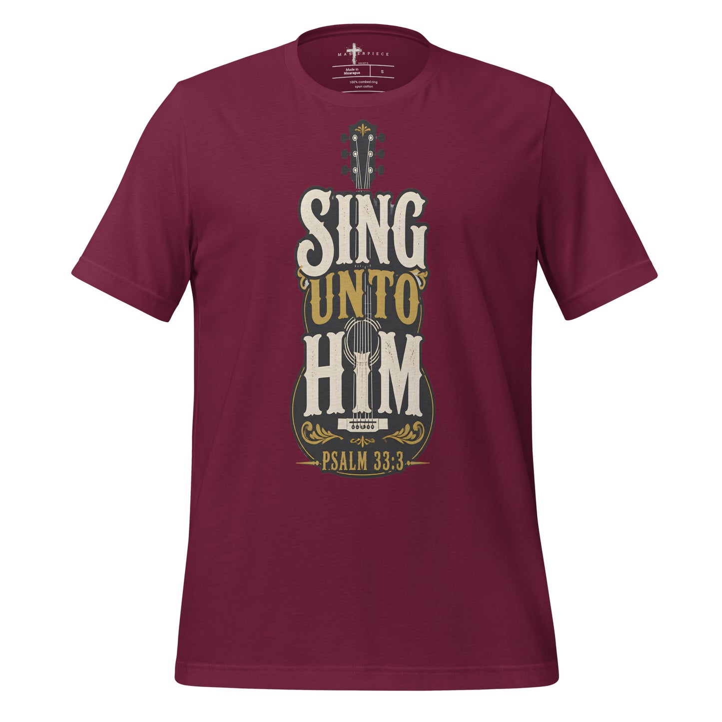 Sing Unto Him Psalm 33:3 Guitar - Maroon - MasterPiece Shirts