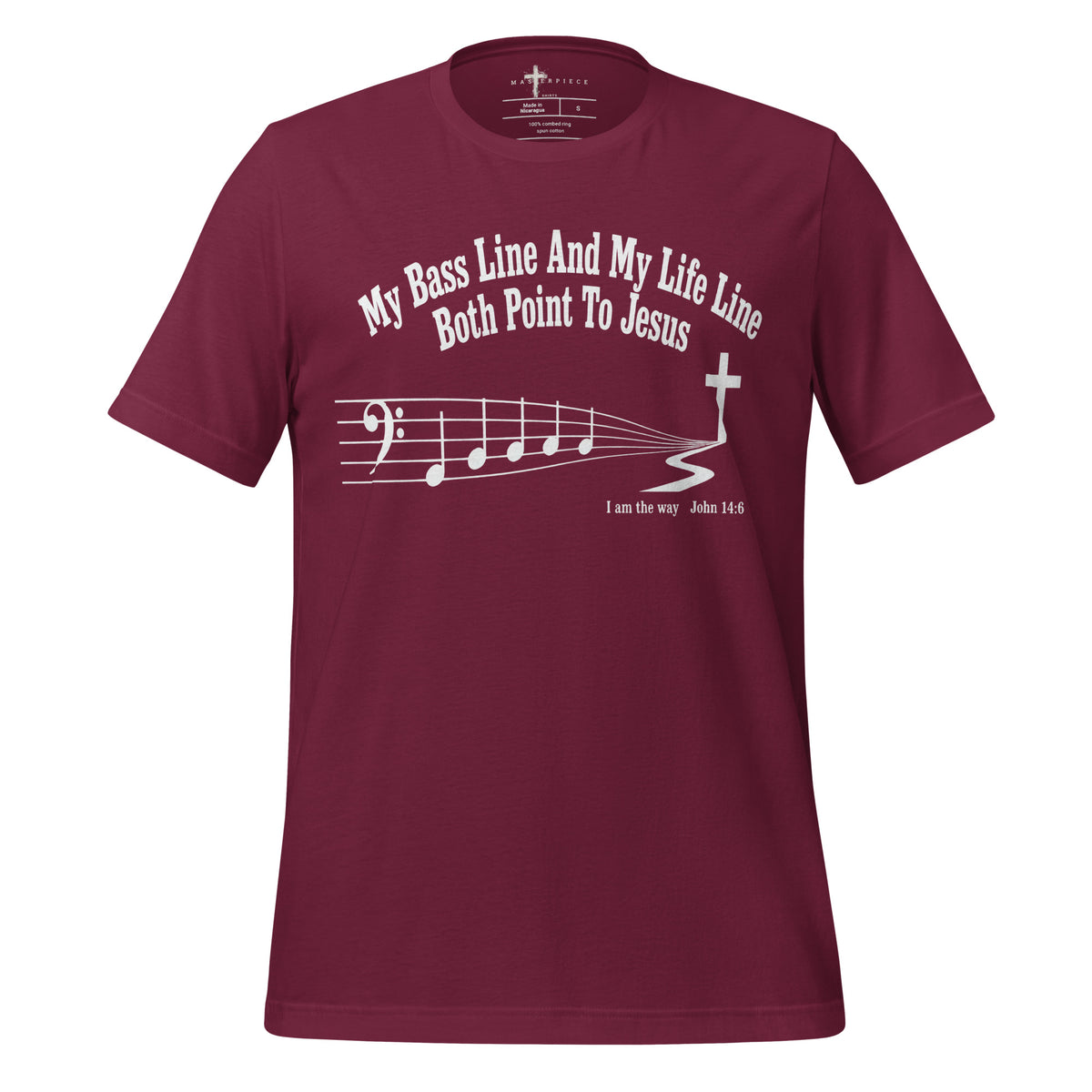 Bass Line Points to Jesus - Maroon - MasterPiece Shirts
