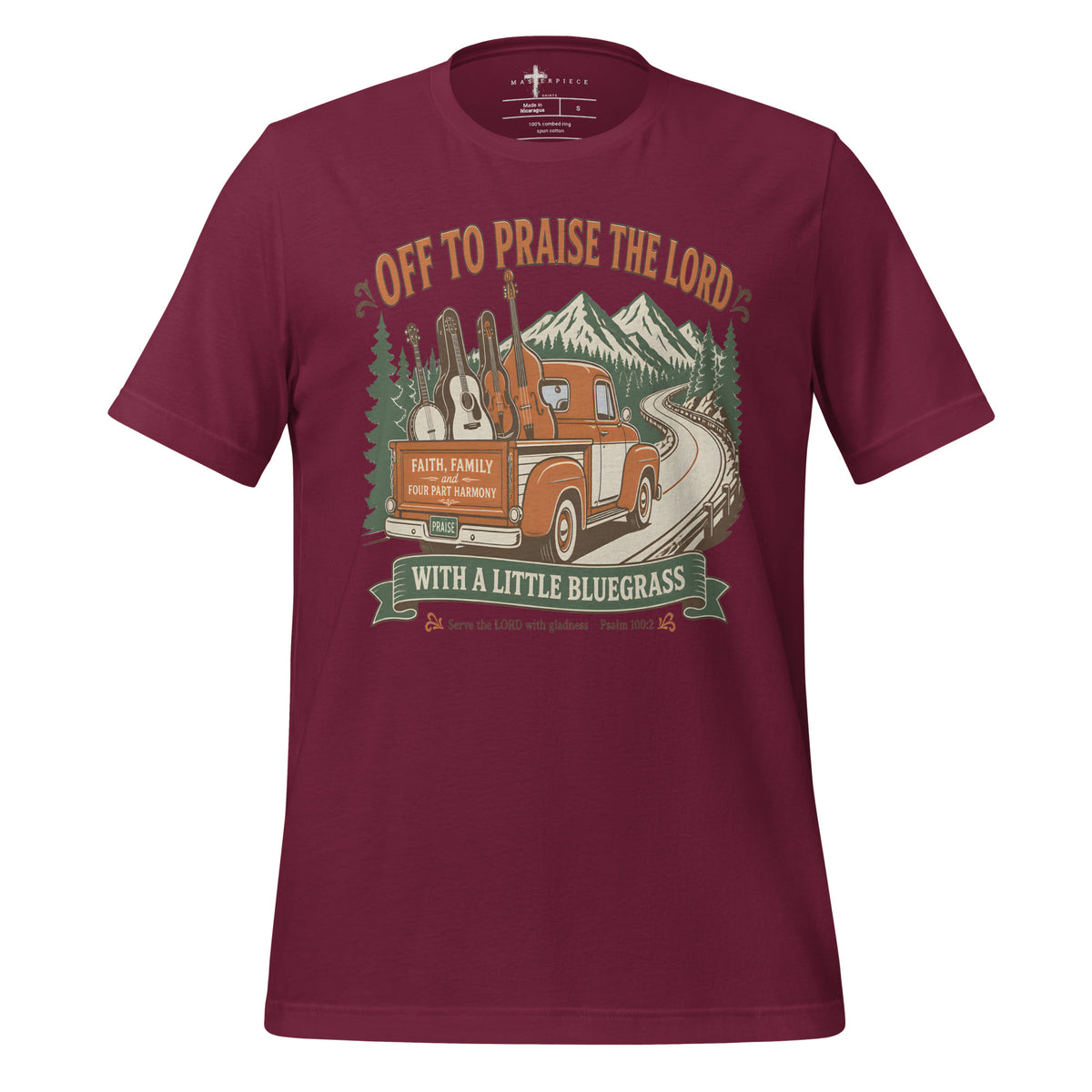 Off to Praise the Lord Bluegrass - Maroon - MasterPiece Shirts