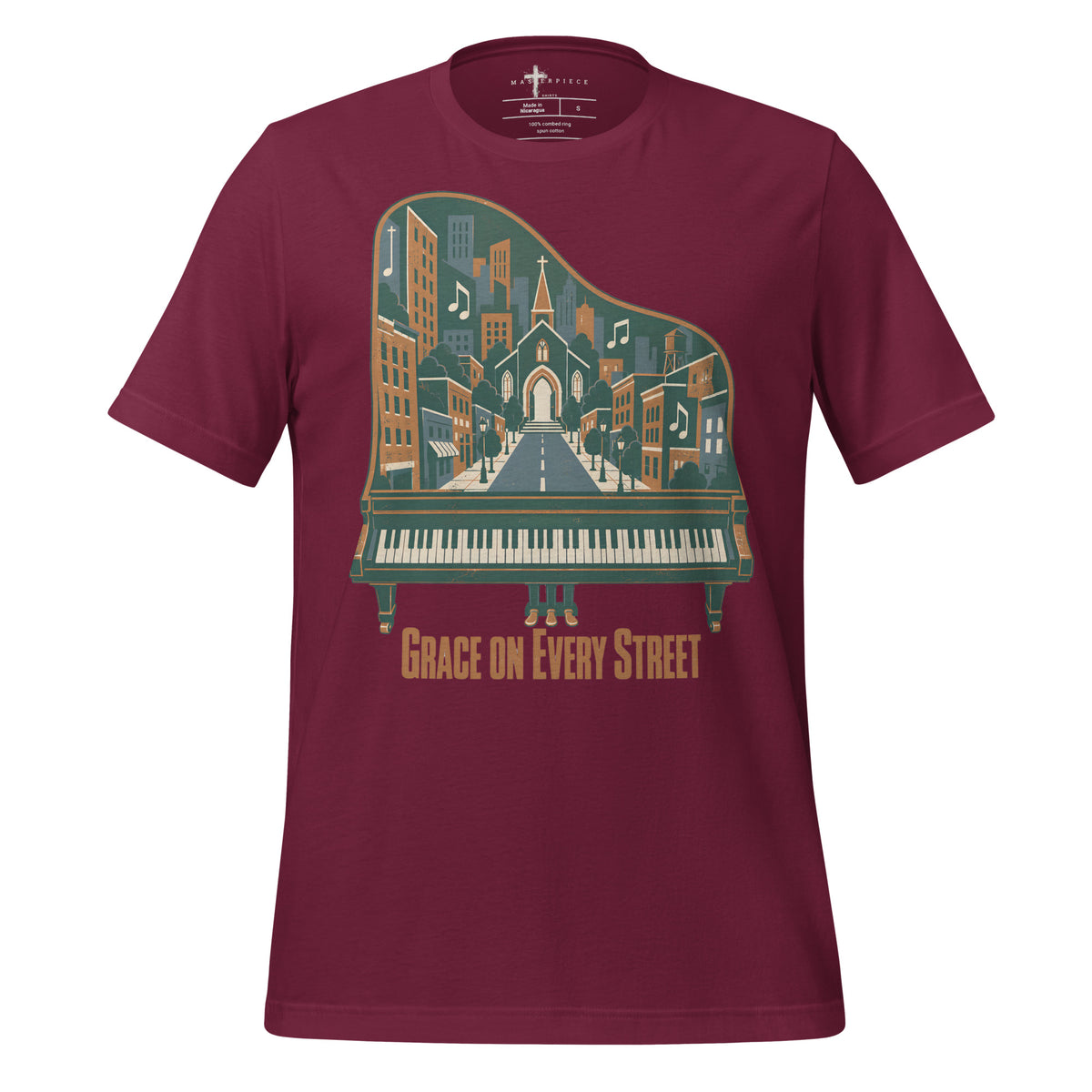 Grace Street Piano - Maroon - MasterPiece Shirts