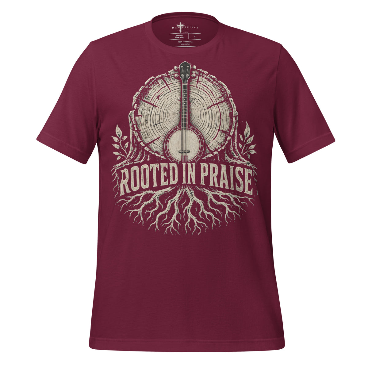 Rooted in Praise Banjo - Maroon - MasterPiece Shirts