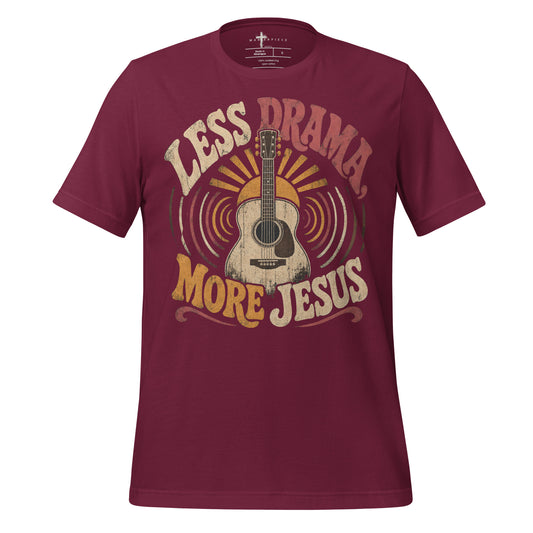 Less Drama More Jesus Guitar - Maroon - MasterPiece Shirts