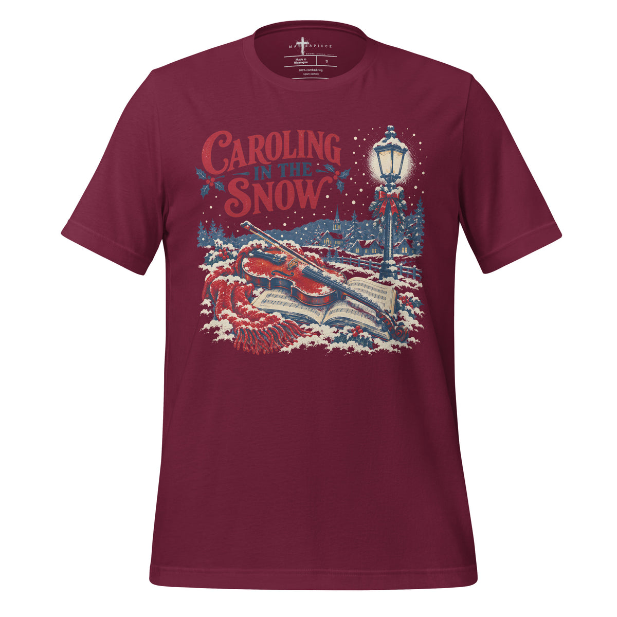 Caroling Snow Violin - Maroon - MasterPiece Shirts