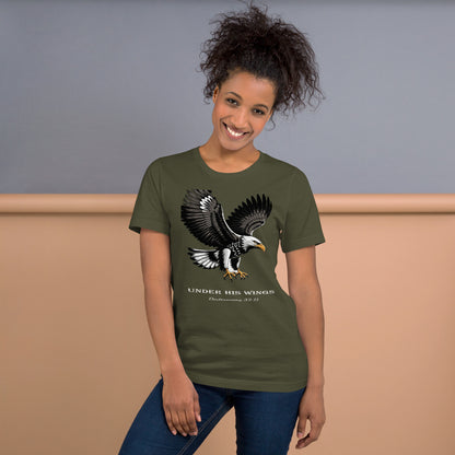 Under His Wings  Christian Bible Verse T-Shirt