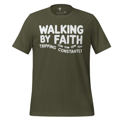  Walking by Faith Tripping Constantly Christian T-shirt 
