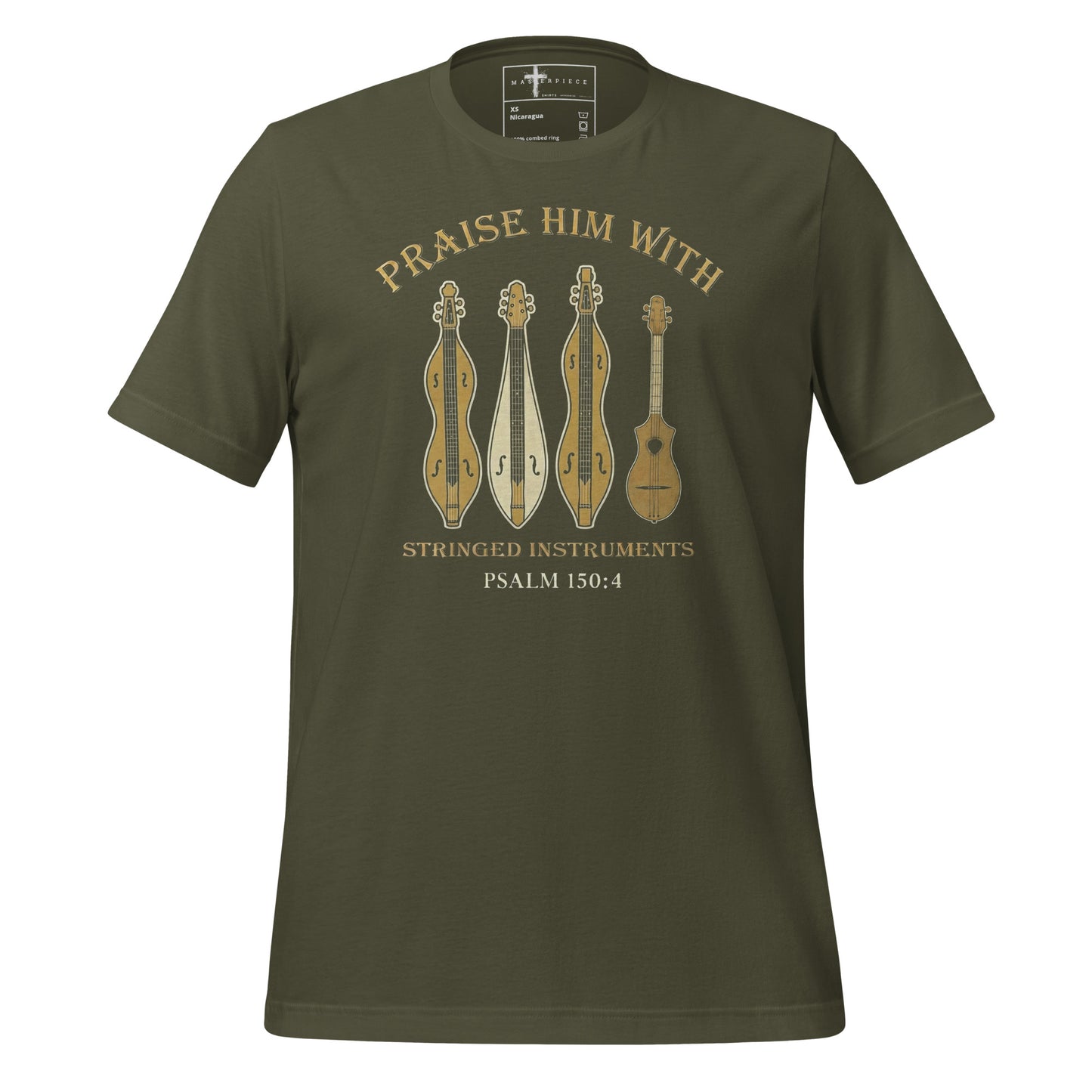 Praise Him with Stringed Instruments Christian T-shirt Psalm 150:4