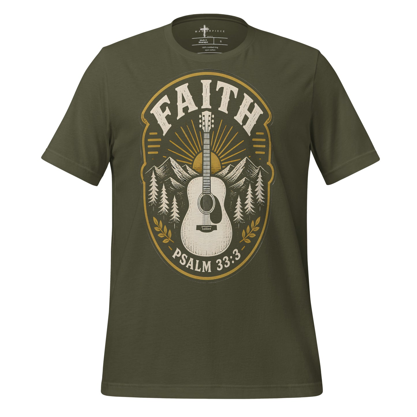 Faith Guitar Psalm 33:3 - Green - MasterPiece Shirts