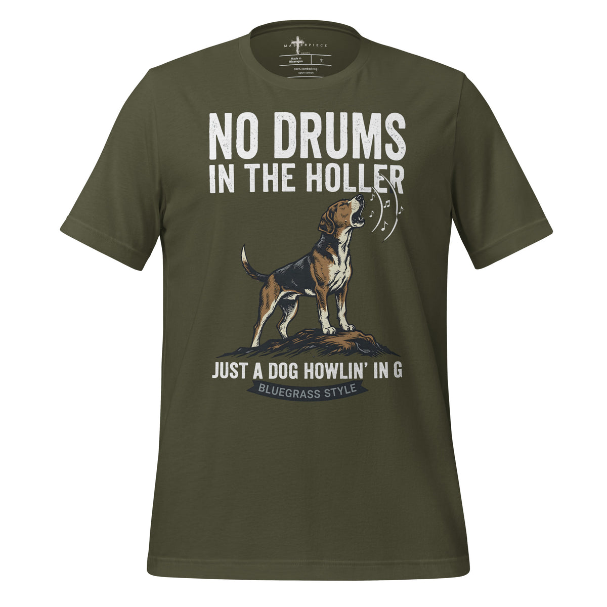 NO Drums Dog Howls in G - Green - MasterPiece Shirts