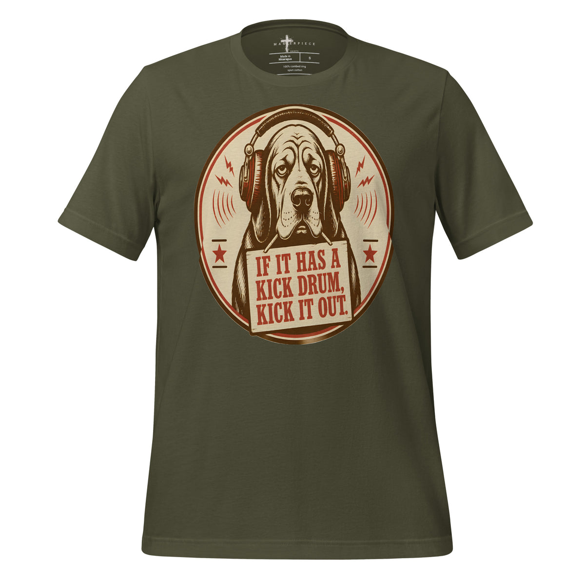 Dog Kicks the Drums Out - Green - MasterPiece Shirts
