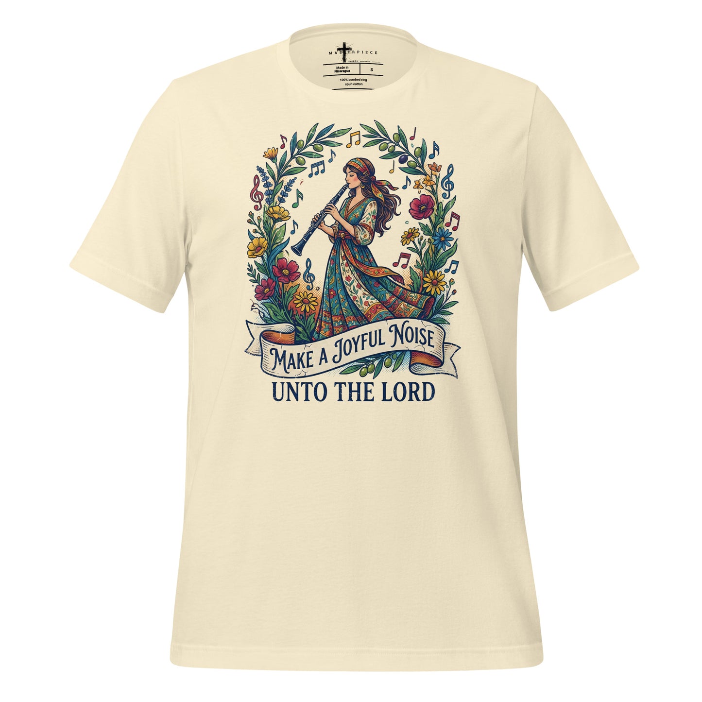Make a Joyful Noise unto the Lord Christian T-shirt celebrating clarinet players