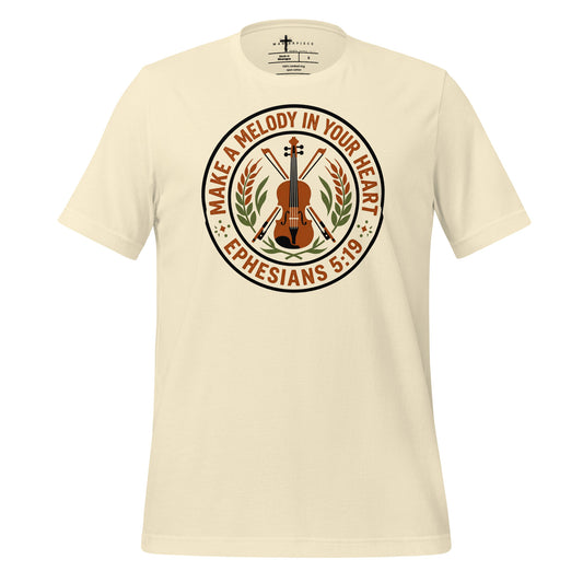 Make a Melody in your heart Christian T-shirt celebrating violin Ephesians 5:19