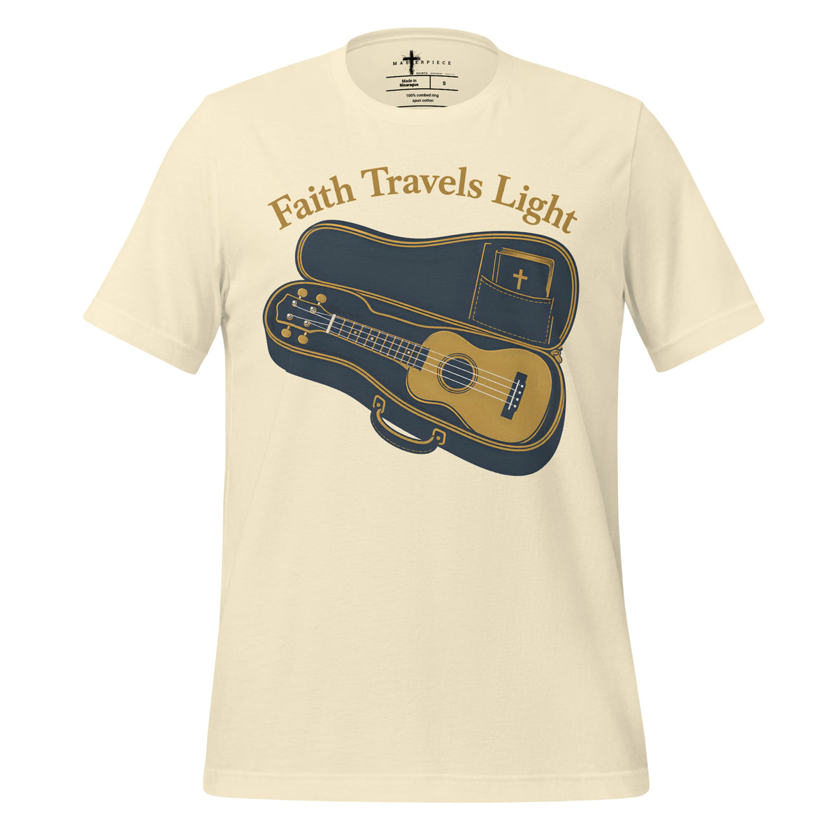 Faith Travels Light Ukulele - Natural - MasterPiece Shirts