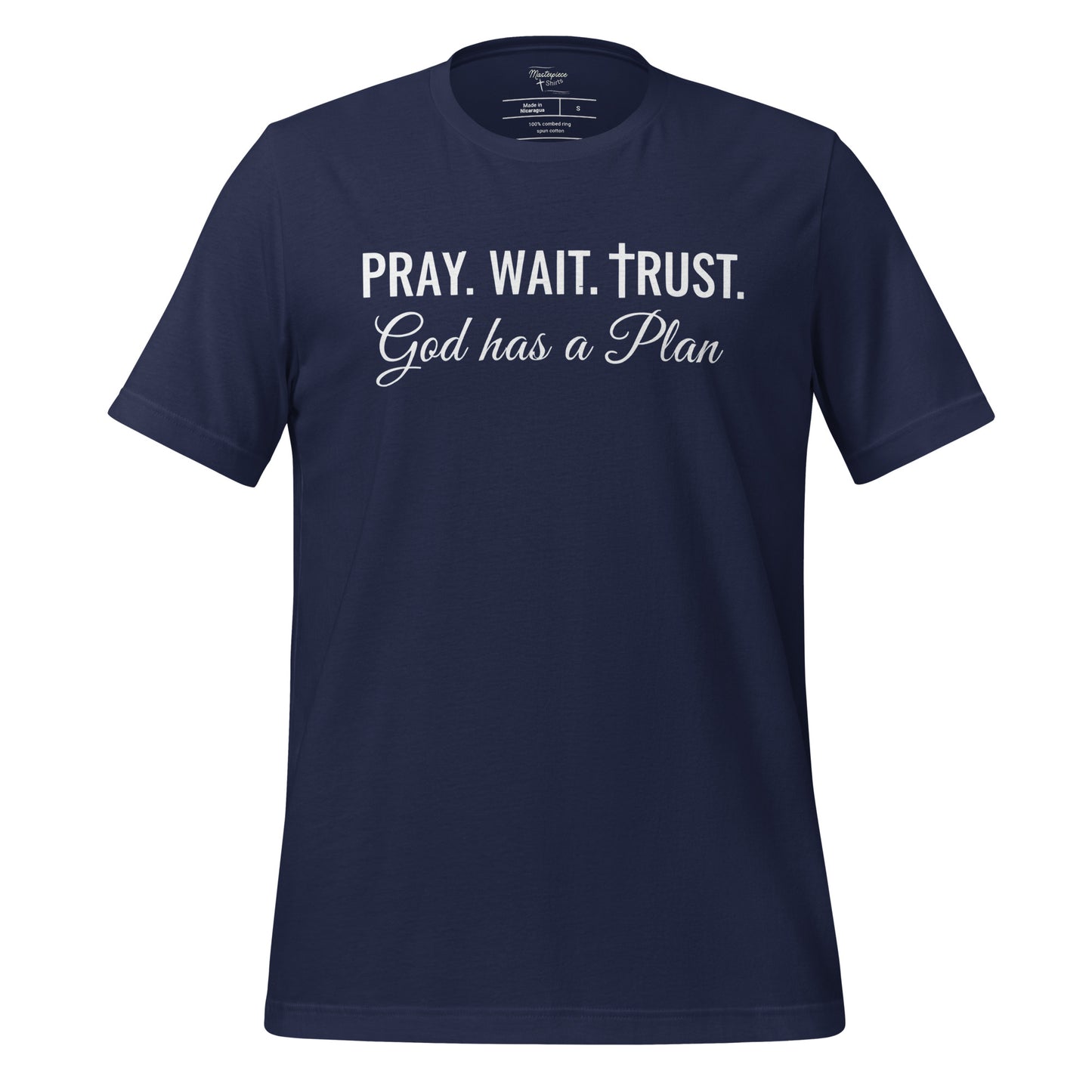 Psalm 37:7 Pray wait trust cross God has a plan christian t-shirt
