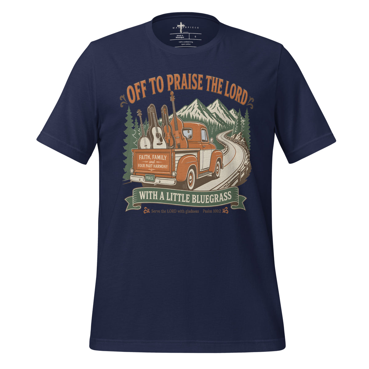 Off to Praise the Lord Bluegrass - Navy - MasterPiece Shirts