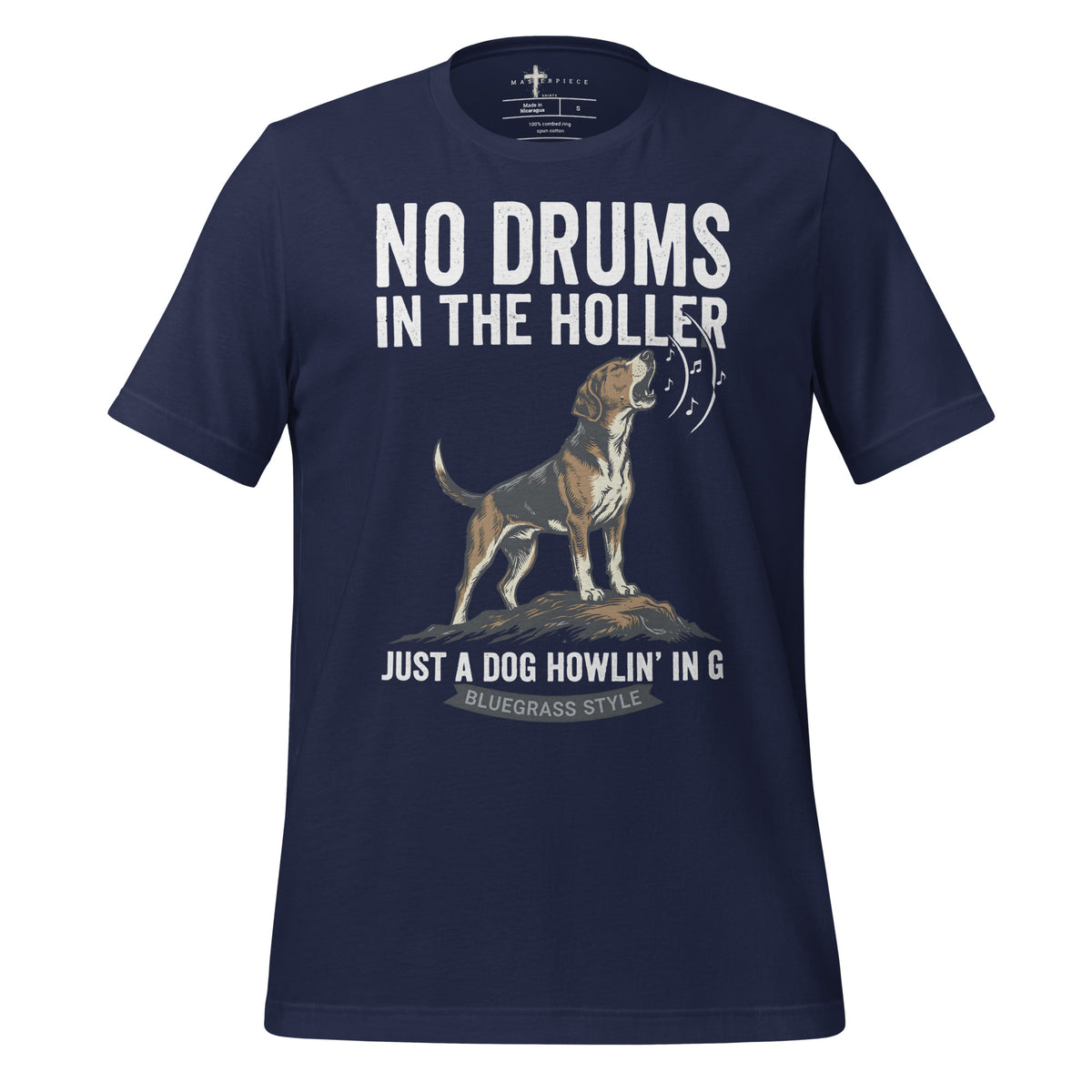 NO Drums Dog Howls in G - Navy - MasterPiece Shirts