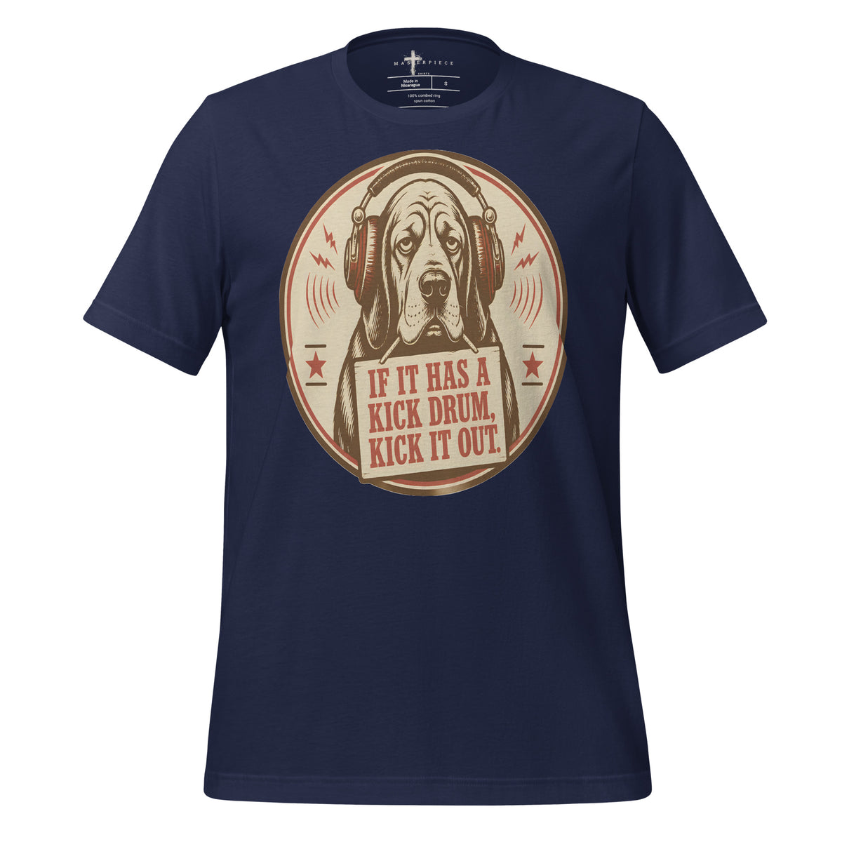 Dog Kicks the Drums Out - Navy - MasterPiece Shirts