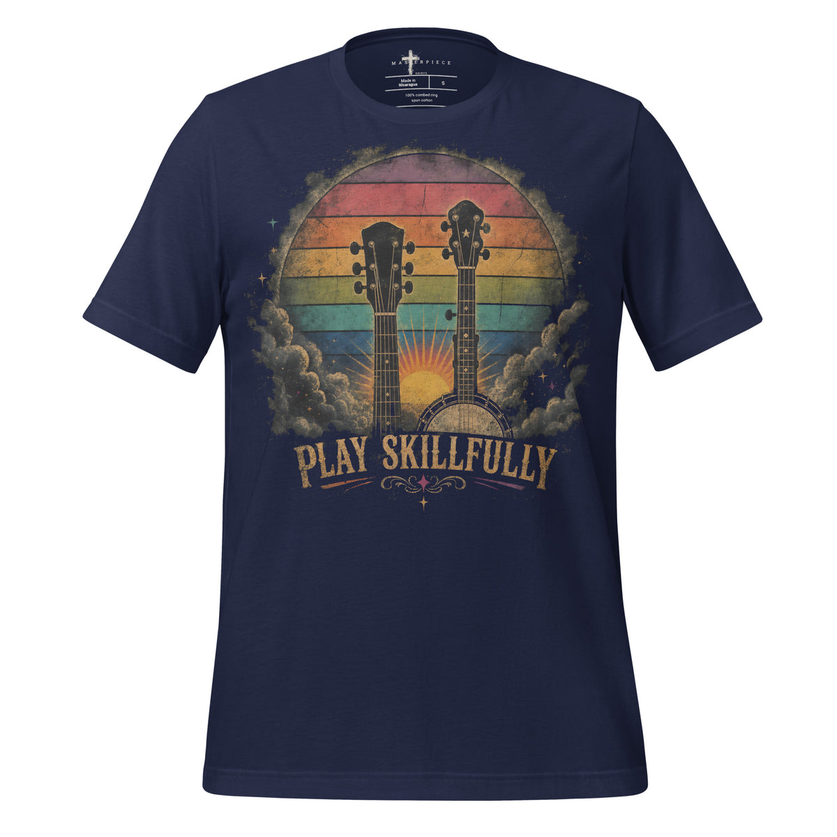 Play Skillfully Retro Banjo Guitar - Navy - MasterPiece Shirts