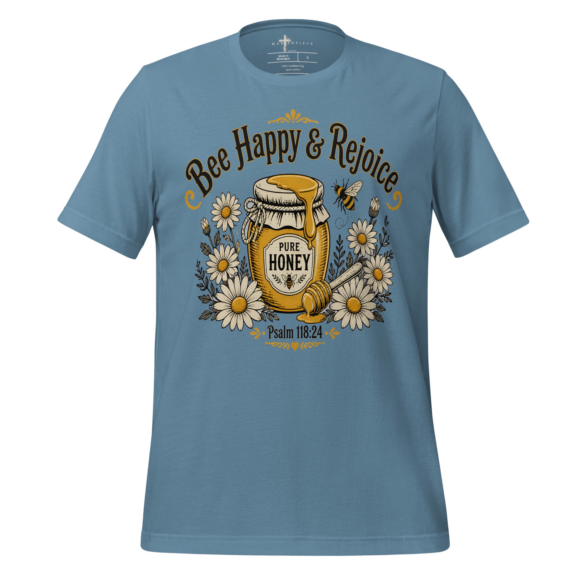 Bee Happy and Rejoice - Blue - MasterPiece Shirts