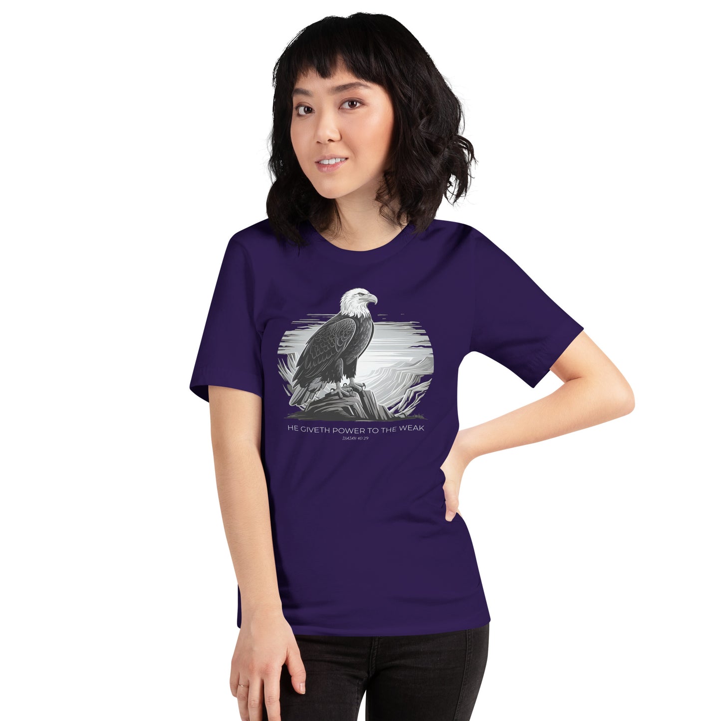 He Giveth Power to the Weak  Christian Bible Verse T-Shirt