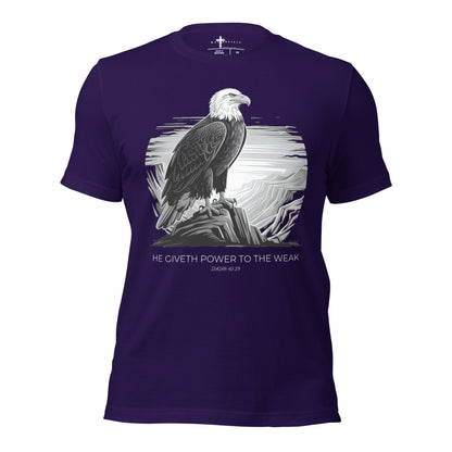 He Giveth Power to the Weak  Christian Bible Verse T-Shirt