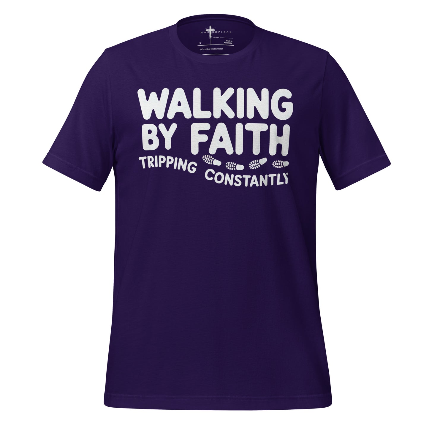  Walking by Faith Tripping Constantly Christian T-shirt 