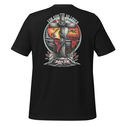 For God So Loved (Back)  Christian Bible Verse T-Shirt