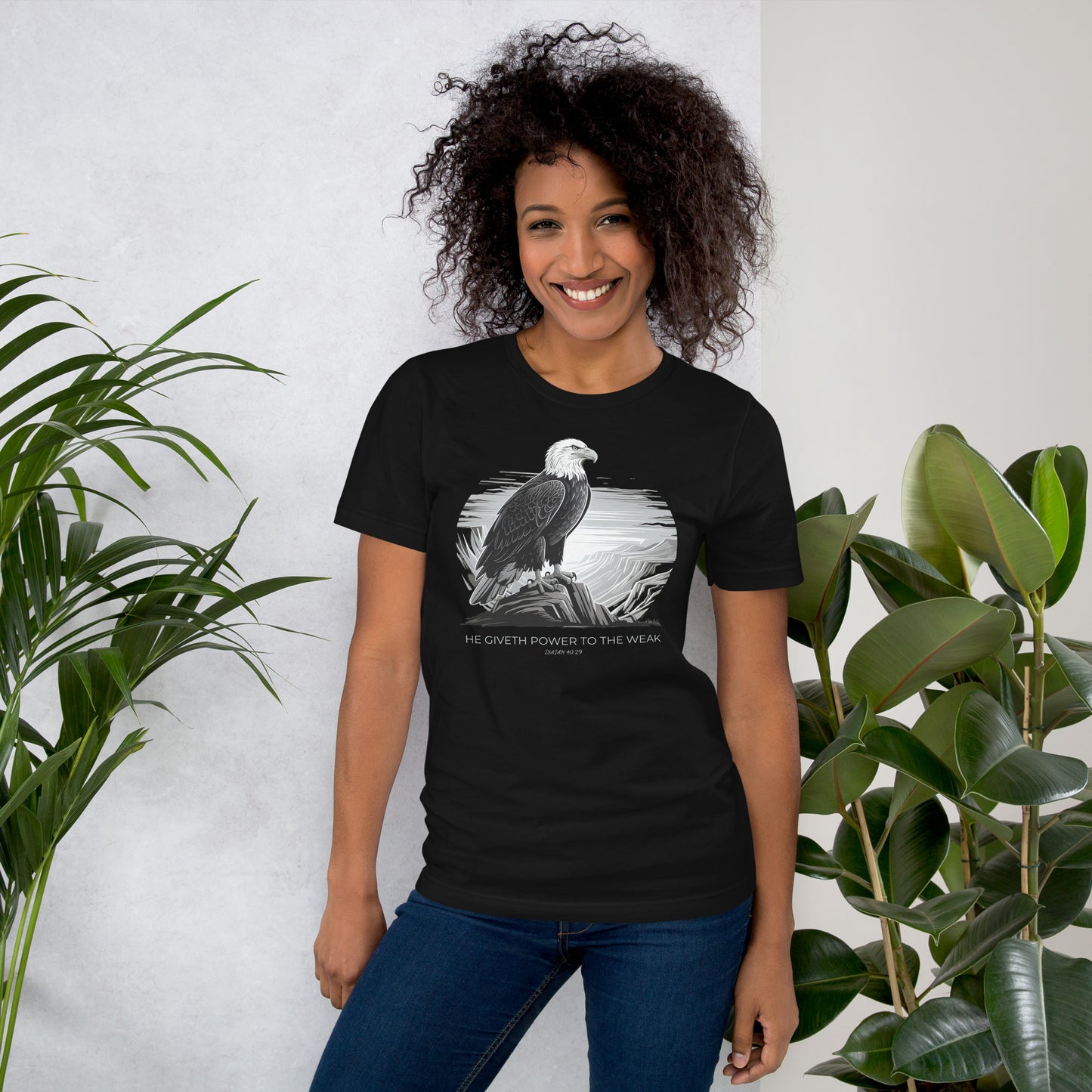 He Giveth Power to the Weak  Christian Bible Verse T-Shirt
