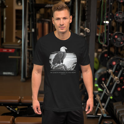 He Giveth Power to the Weak  Christian Bible Verse T-Shirt