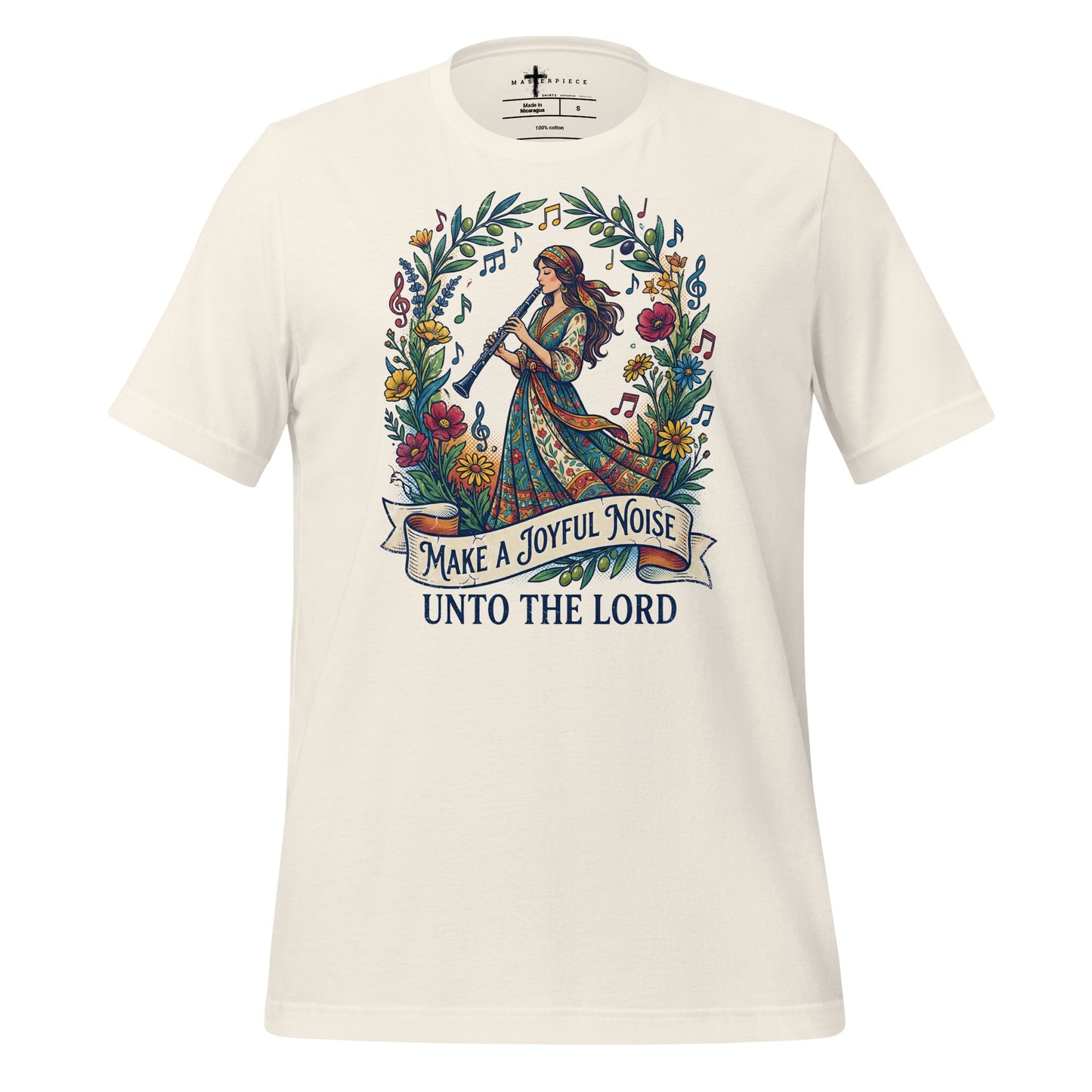 Make a Joyful Noise unto the Lord Christian T-shirt celebrating clarinet players