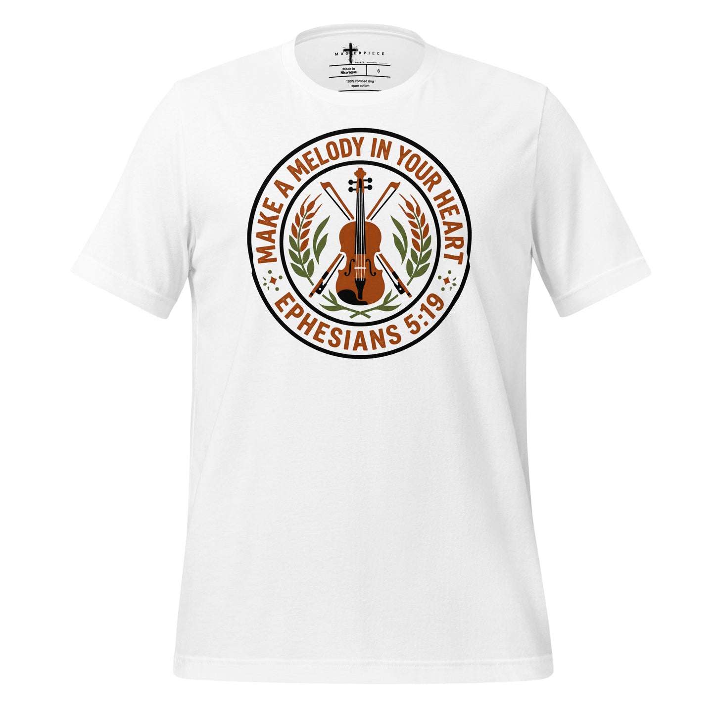 Make a Melody in your heart Christian T-shirt celebrating violin Ephesians 5:19